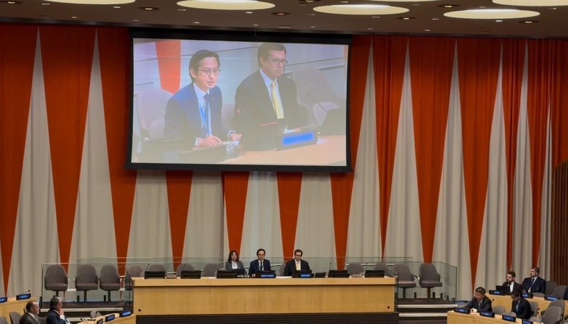 越南常驻联合国代表团团长杜雄越大使主持召开磋商会议。图自越通社 