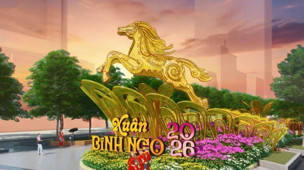 2026年春节花街以丙午吉祥物腾空飞越竹篱的形象反映转型步伐。
