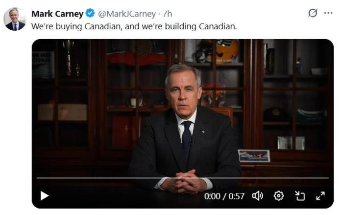 图片来源：加拿大总理卡尼社交媒体截图 