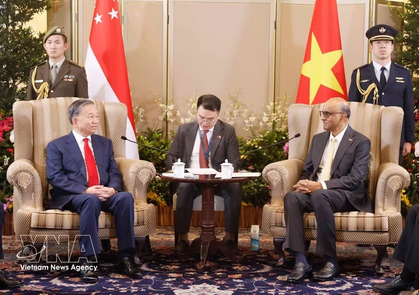 党中央总书记、国家主席苏林与新加坡总统尚达曼举行会谈。