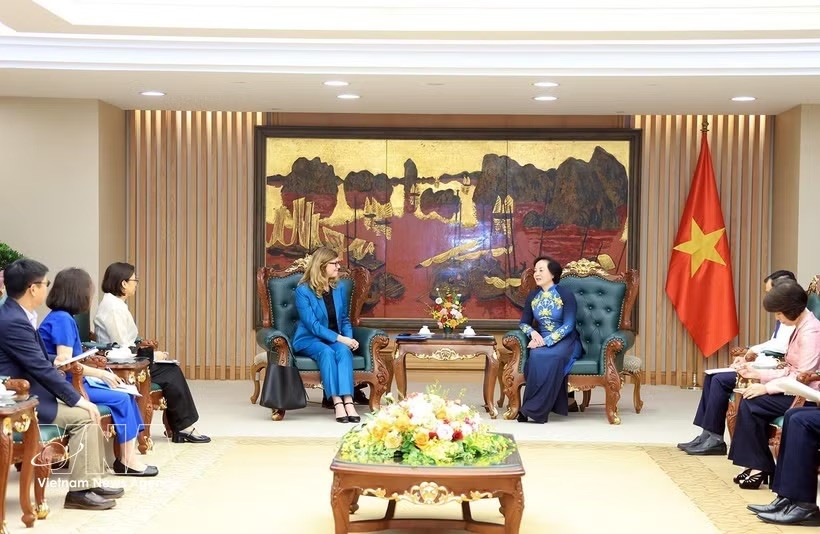 政府副总理范氏清茶会见联合国儿童基金会驻越南首席代表席尔维亚·达奈洛夫。