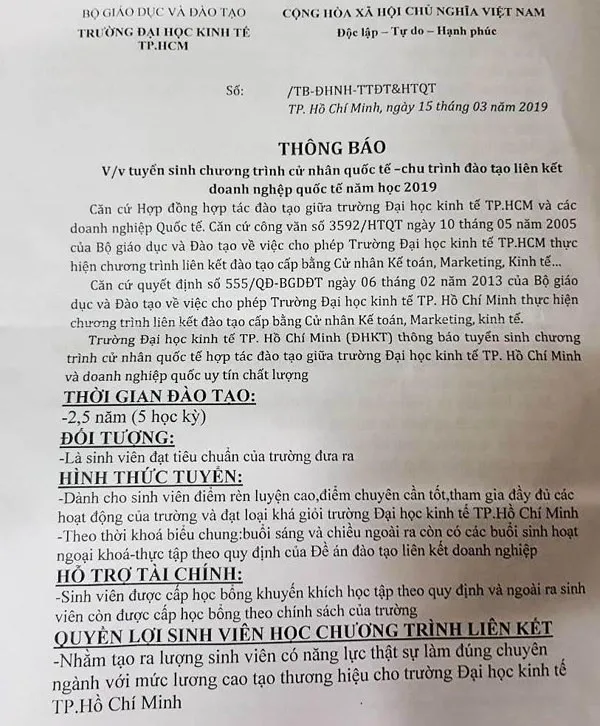 Giả mạo thông tin để tuyển sinh Trường ĐH Kinh tế TPHCM ảnh 1
