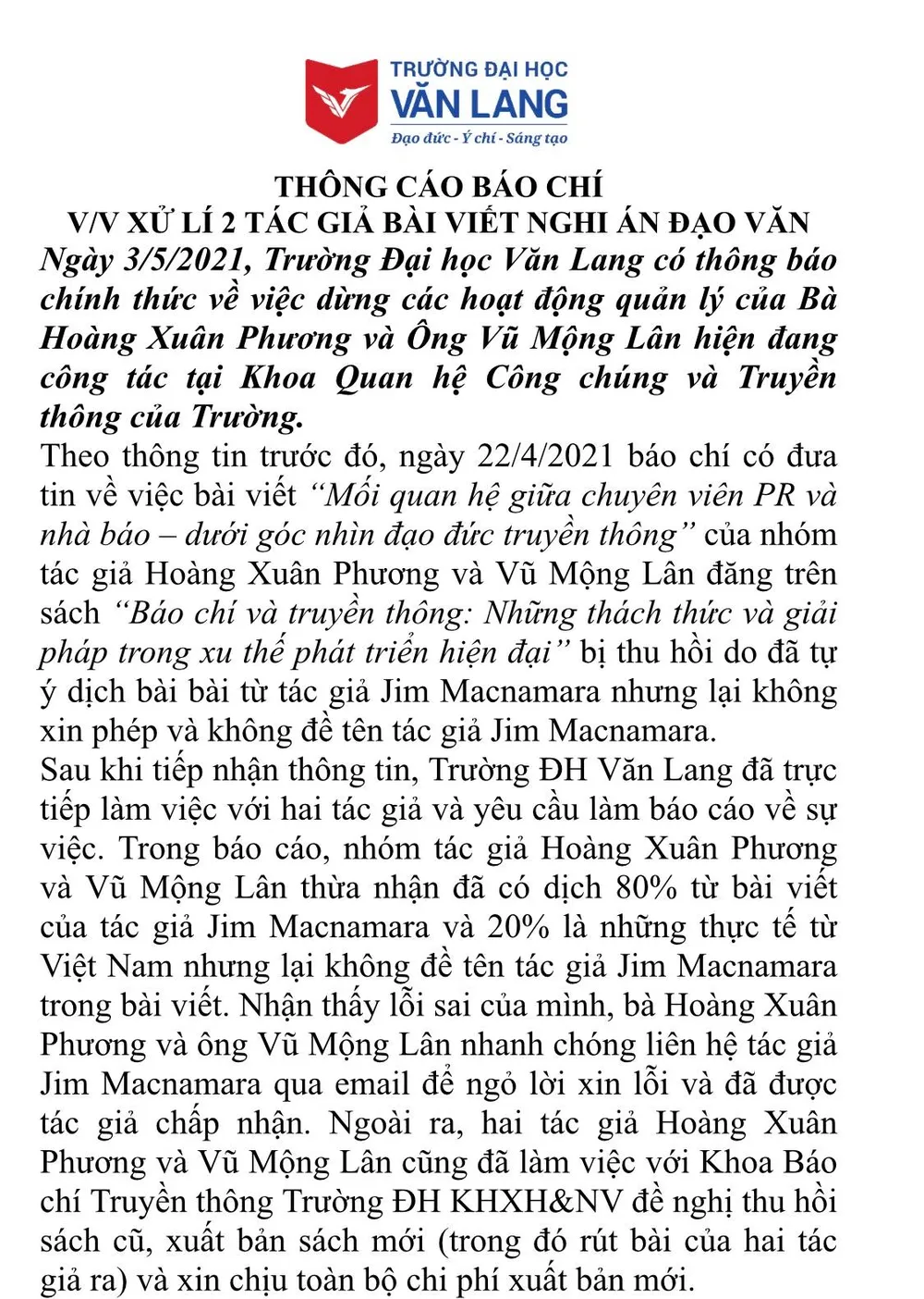 Vụ “Thu hồi sách vì có tác giả đạo văn”:  Dừng mọi hoạt động quản lý với hai tác giả đạo văn ảnh 1
