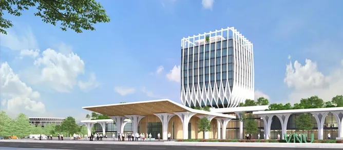 Phối cảnh khu Trung tâm điều hành của ĐHQG Hà Nội tại Hòa Lạc