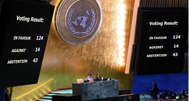 Phiên bỏ phiếu của Đại hội đồng Liên hợp quốc Khóa 79. Ảnh: UN NEWS