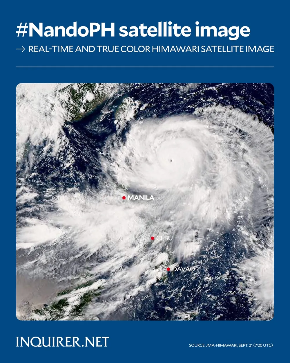 Hình ảnh vệ tinh tâm bão Ragasa. Ảnh: INQUIRER