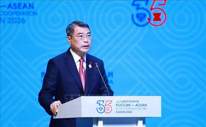 Thủ tướng Lê Minh Hưng phát biểu tại Lễ khai mạc Diễn đàn Doanh nghiệp ASEAN - Nga. Ảnh: TTXVN