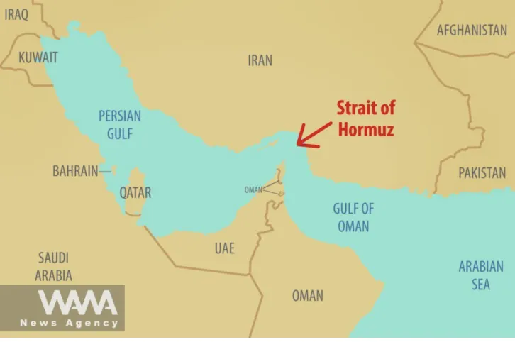 Bản đồ eo biển Hormuz. Ảnh: WANA 