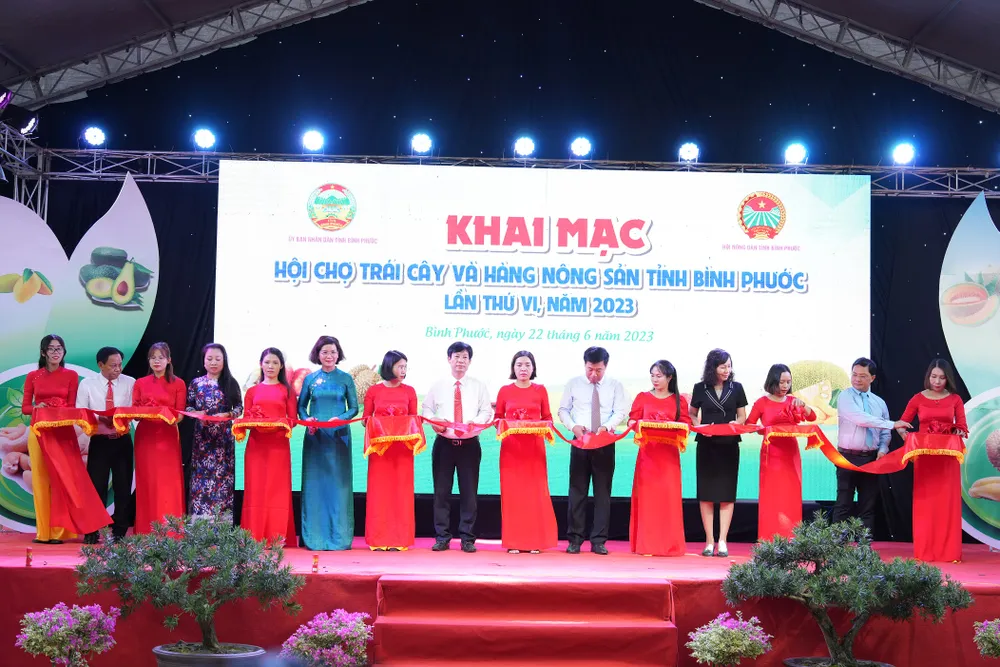 Các đại biểu cắt băng khai mạc hội chợ