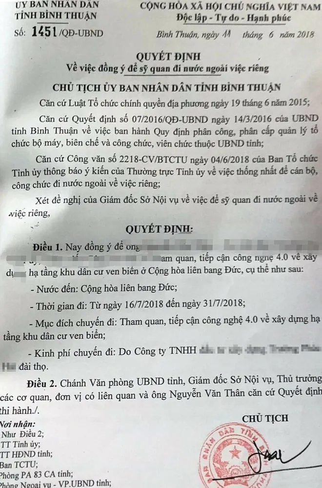 Bí thư Tỉnh ủy Bình Thuận lên tiếng vụ đoàn công tác đến Đức bằng tiền doanh nghiệp ảnh 1