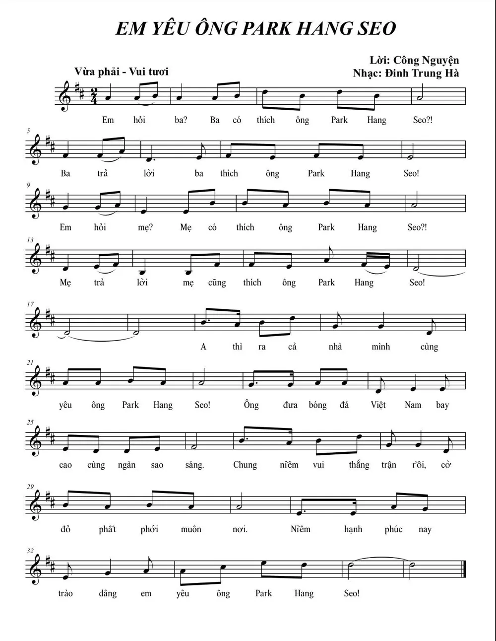 Thú vị bé gái 6 tuổi hát ca khúc “Em yêu ông Park Hang Seo” do cha phổ nhạc ảnh 1