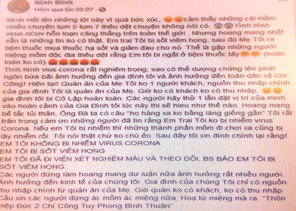 Một gia đình bị cô lập vì tin thất thiệt về nCoV ảnh 1