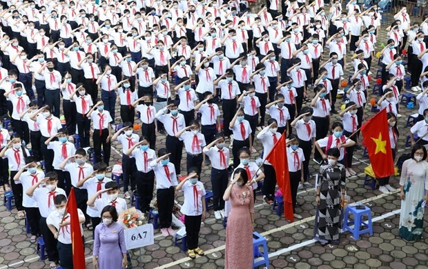 The new schoolyear ceremony at Giang Vo school in Hanoi (Photo: VNA) 