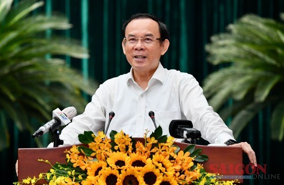 Secretary of HCMC Party Committee Nguyen Van Nen delivers a speech at the opening session of the 20th conference of the Executive Committee of the 11th Ho Chi Minh City Party Committee (Photo: SGGP)