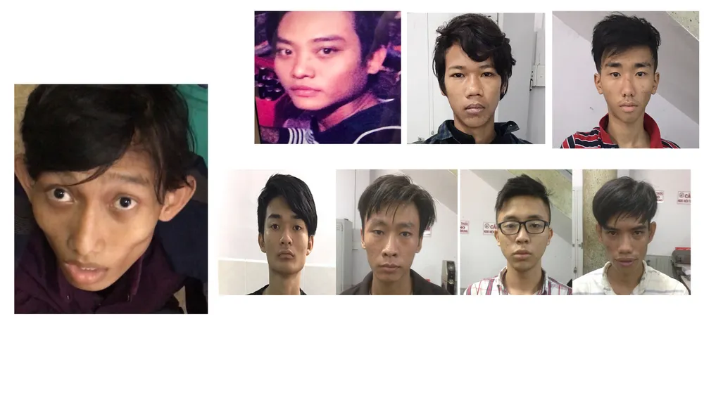 Cu Tin, đối tượng cầm đầu (bìa trái) và các đồng phạm nhí