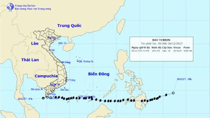 Cơn bão số 16 (bão Tembin) suy yếu thành áp thấp và tan dần