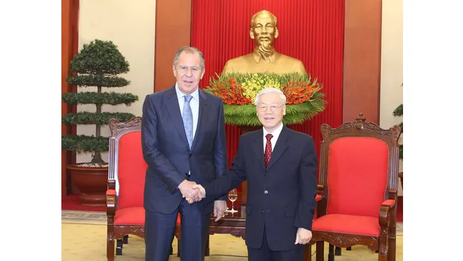 Tổng Bí thư Nguyễn Phú Trọng tiếp Bộ trưởng Ngoại giao Nga Sergey Lavrov