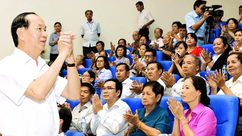 Chủ tịch nước Trần Đại Quang trong một lần tiếp xúc cử tri TPHCM.  Ảnh: Việt Dũng                            