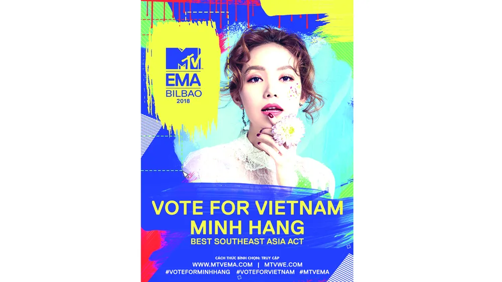 Minh Hằng đại diện Việt Nam tranh cử tại giải thưởng âm nhạc hàng đầu thế giới MTV EMA 2018