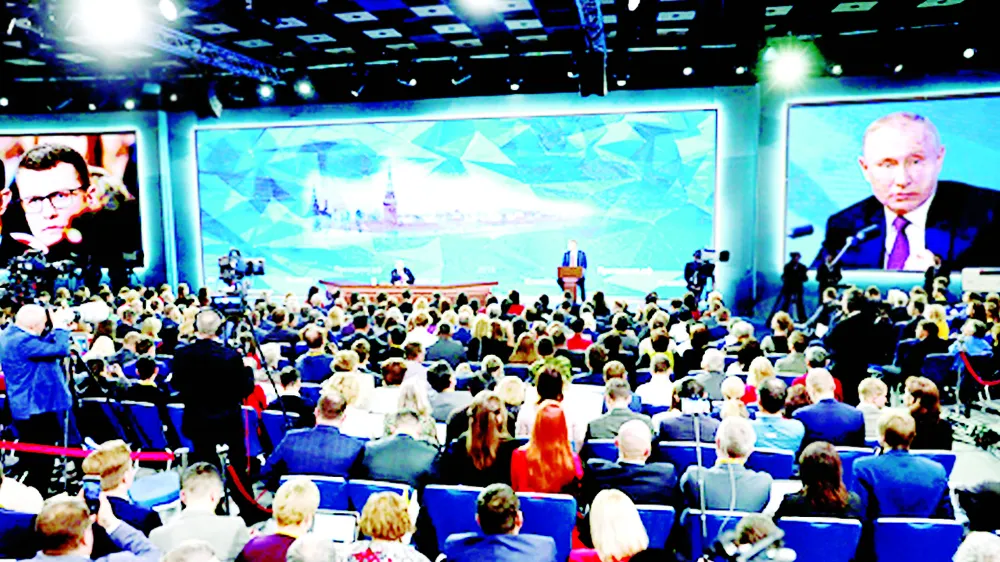 Quang cảnh buổi họp báo cuối năm của Tổng thống Nga.  Ảnh: Sputnik