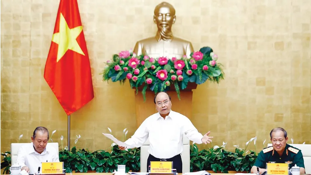 Thủ tướng Nguyễn Xuân Phúc phát biểu tại hội nghị  Ảnh: TTXVN