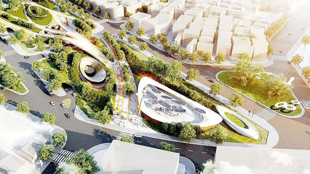 Phối cảnh tổng thể khu C Công viên 23-9, phương án đạt giải nhì của Công ty TNHH Kiến trúc Lava