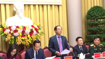 Chủ nhiệm Văn phòng Chủ tịch nước Đào Việt Trung công bố Lệnh của Chủ tịch nước tại họp báo. Ảnh: VGP/Nguyễn Hoàng