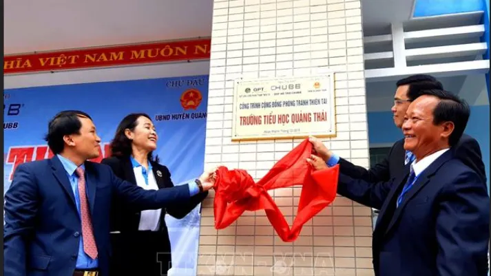 khánh thành công trình phòng tránh thiên tai Trường tiểu học Quảng Thái. Ảnh: TTXVN