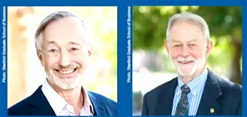 Hai nhà kinh tế học người Mỹ Paul Milgrom (trái)  và Robert Wilson