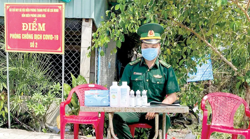 Điểm phòng chống dịch Đồn Biên phòng Long Hòa tại xã Long Hòa huyện Cần Giờ, TPHCM. Ảnh: HOÀI NAM