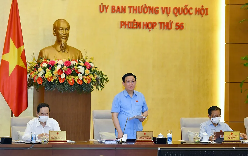 Chủ tịch Quốc hội Vương Đình Huệ phát biểu tại phiên họp. Ảnh:  QUANG PHÚC