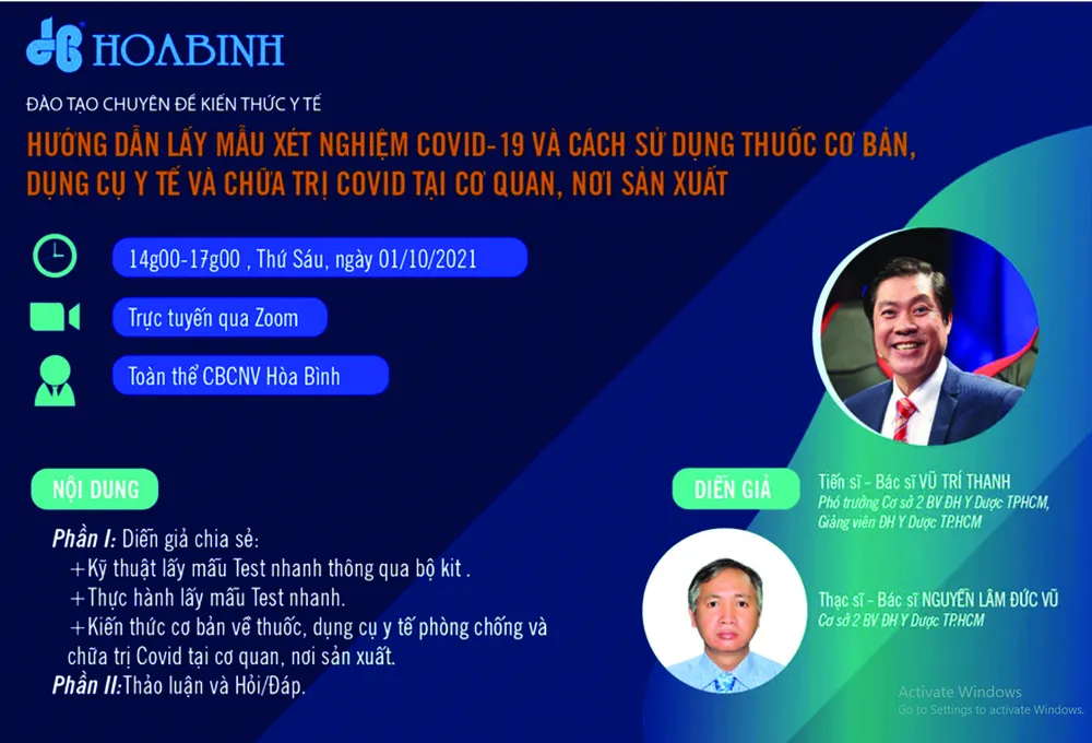 Tập đoàn Hòa Bình đào tạo chuyên đề kiến thức y tế, sẵn sàng cuộc sống bình thường mới