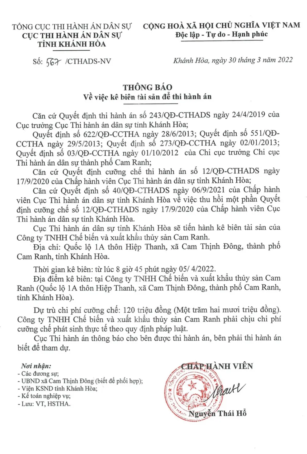 Cục Thi hành án kê biên tài sản ngoài danh mục thế chấp có đúng luật? ảnh 1