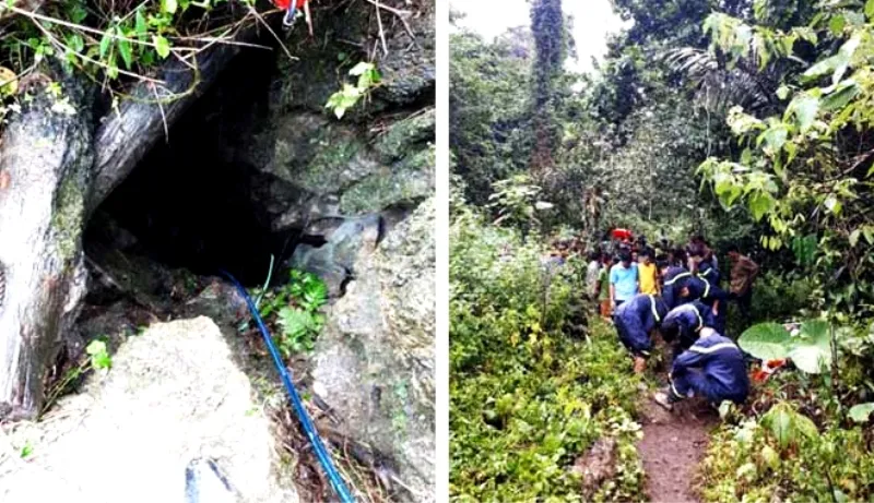 Khu vực hang đá ở xóm Ngọc Sơn II, nơi xảy ra vụ ngạt khí làm 3 người thiệt mạng