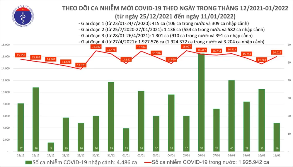 Ngày 11-1, thêm 16.035 ca mắc Covid-19 và 256 ca tử vong ảnh 1