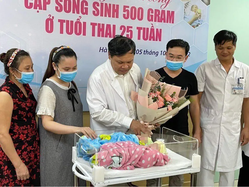 Lần đầu tiên, Việt Nam nuôi dưỡng thành công cặp song sinh rất non, chỉ nặng 500g ảnh 1