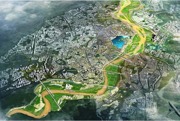Phối cảnh quy hoạch phát triển 2 bên sông Hồng tại Hà Nội trong tương lai Phối cảnh quy hoạch phát triển 2 bên sông Hồng tại Hà Nội trong tương lai