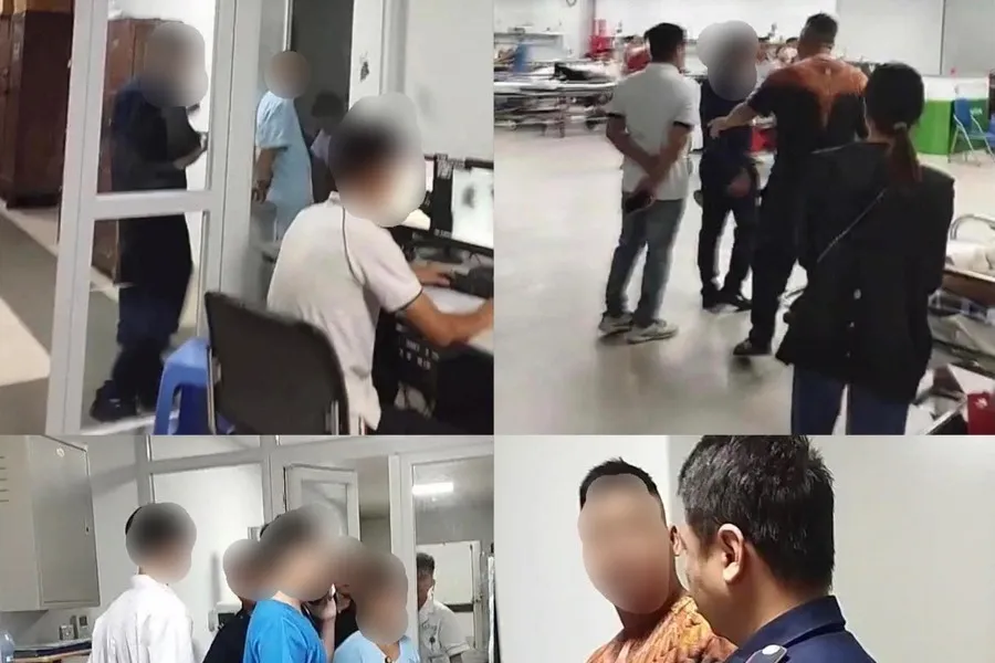 Một số hình ảnh trong clip trên mạng xã hội về vụ việc nam học viên thực tập Bệnh viện Việt Đức sàm sỡ nữ bệnh nhân