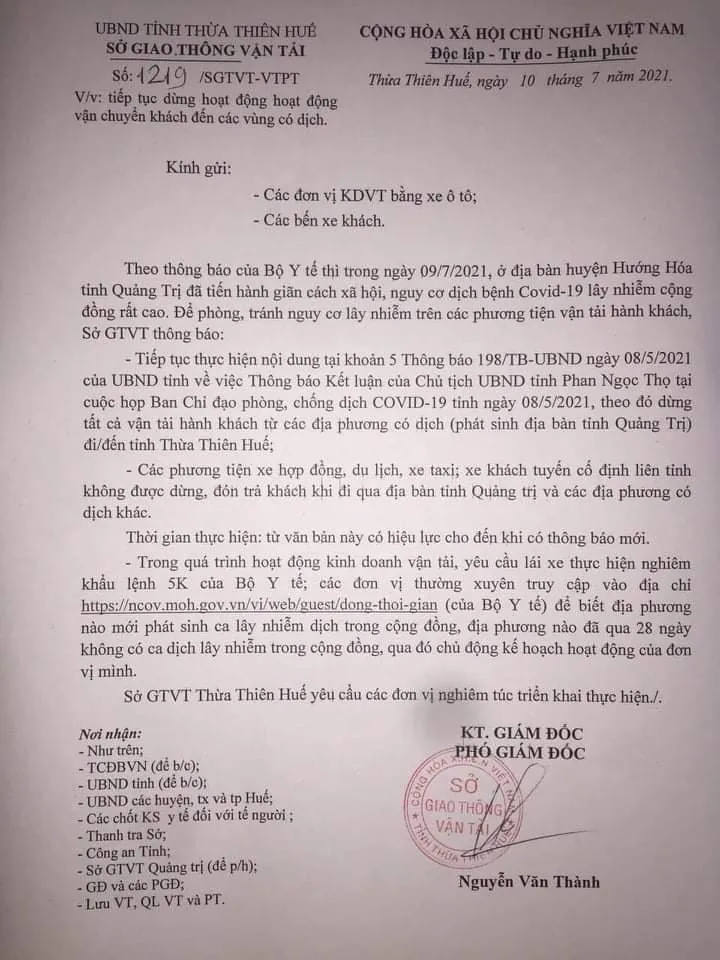 Sở GTVT tỉnh Thừa Thiên – Huế khẩn cấp sửa sai sau khi ra văn bản “ngăn sông cấm chợ” với Quảng Trị ảnh 1