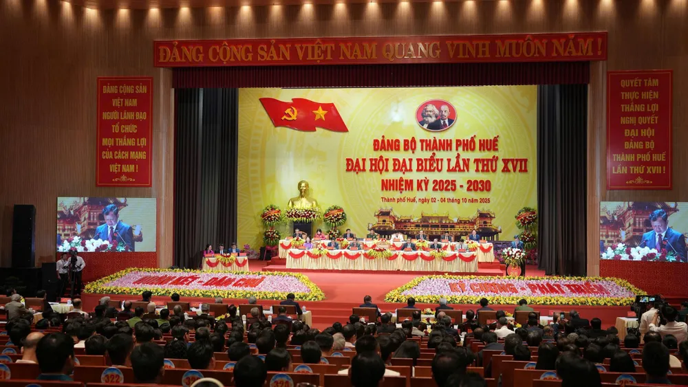 Đại hội đại biểu Đảng bộ TP Huế lần thứ XVII, nhiệm kỳ 2025 - 2030 chính thức khai mạc vào sáng 3-10
