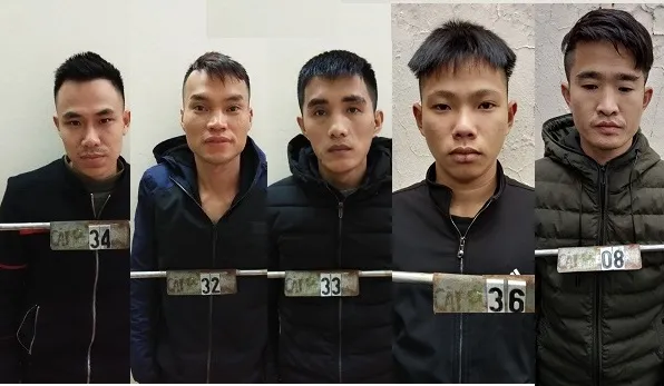 Các đối tượng bị bắt trong vụ gây rối trật tự công công và đòi nợ thuê