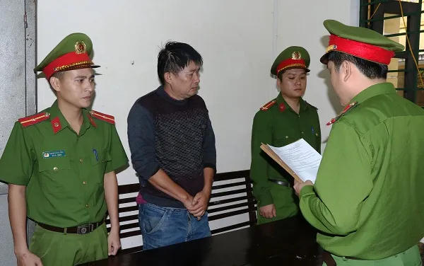 Phan Văn Lĩnh tại cơ quan Công an. Ảnh Công an Hà Tĩnh cung cấp