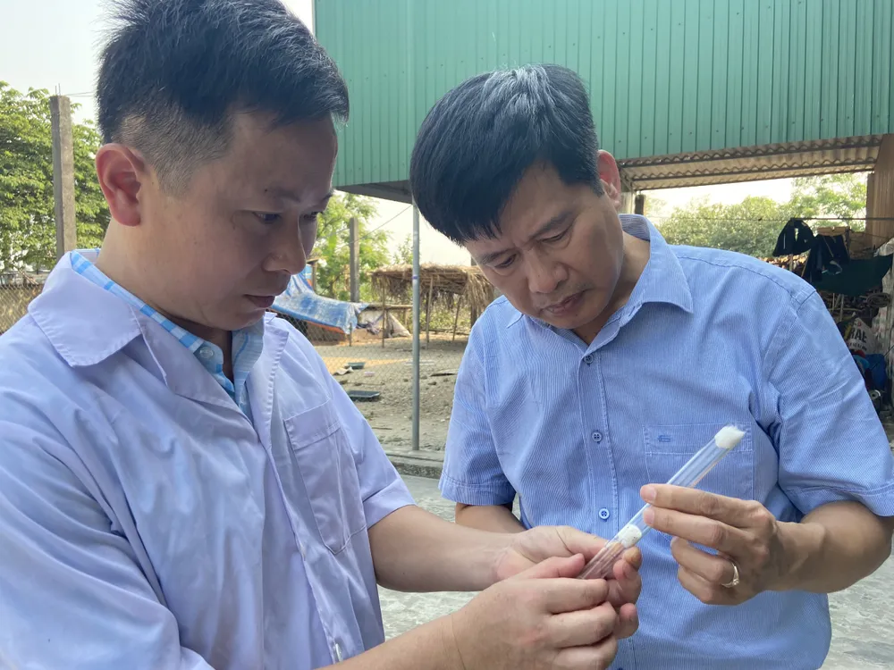 Lãnh đạo và cán bộ chuyên môn của CDC Hà Tĩnh có mặt tại thôn Phúc Thanh để giám sát, lấy mẫu côn trùng xác định nguyên nhân viêm da dị ứng