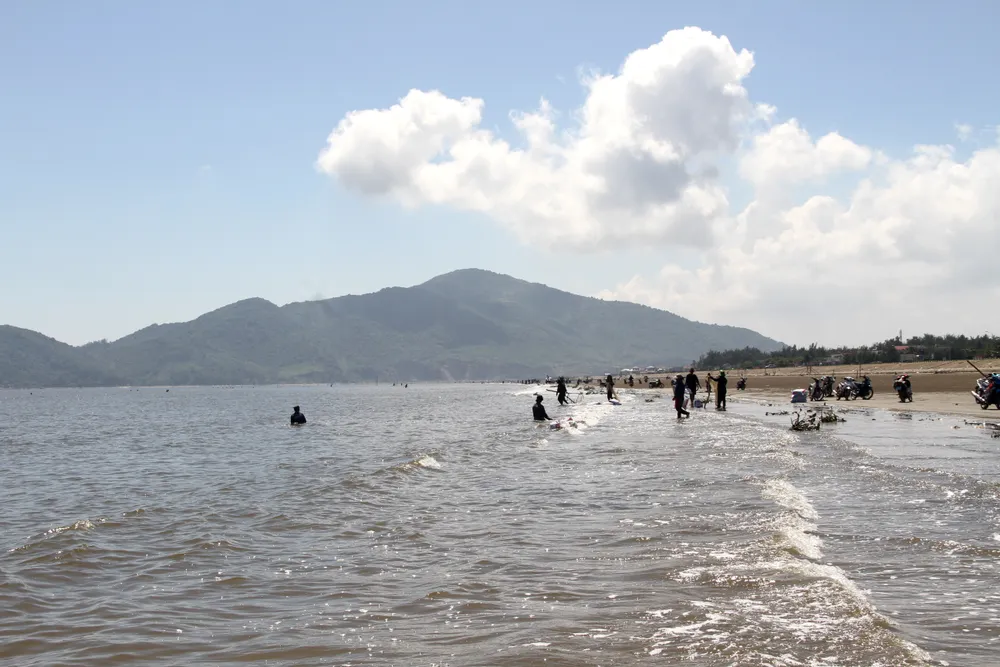 Người dân cào "lộc biển" ốc ruốc dọc bờ biển