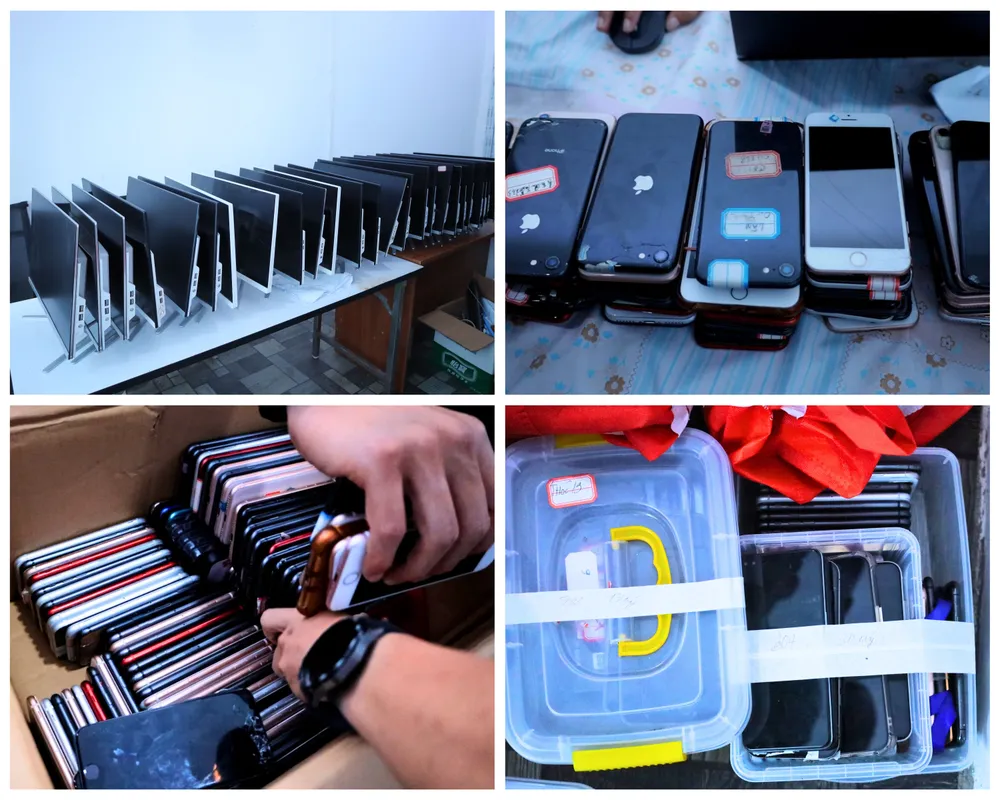 Gần 500 chiếc điện thoại, hàng chục máy vi tính được thu giữ từ các đối tượng1 (1).jpg