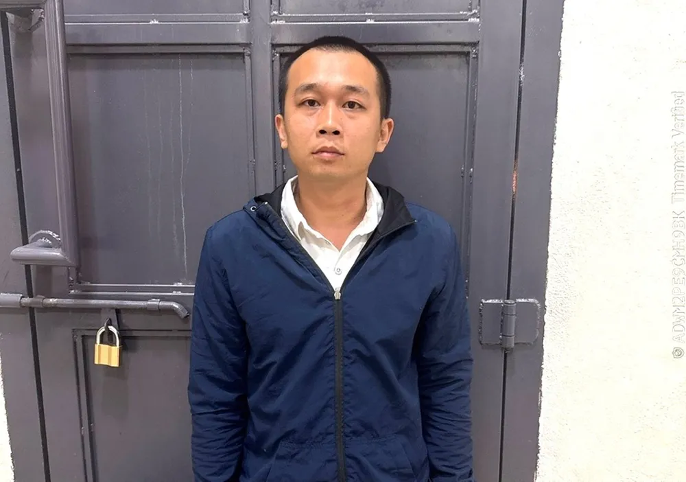 Đối tượng Nguyễn Văn Cường tại cơ quan công an 