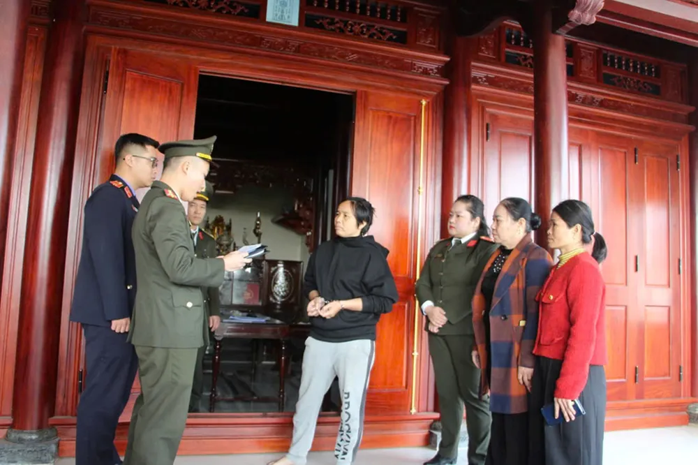 Công an tỉnh Nghệ An đã khởi tố vụ án hình sự, khởi tố bị can, ra lệnh tạm giam và khám xét chỗ ở của Hồ Thị Hải. Ảnh: Công an Nghệ An