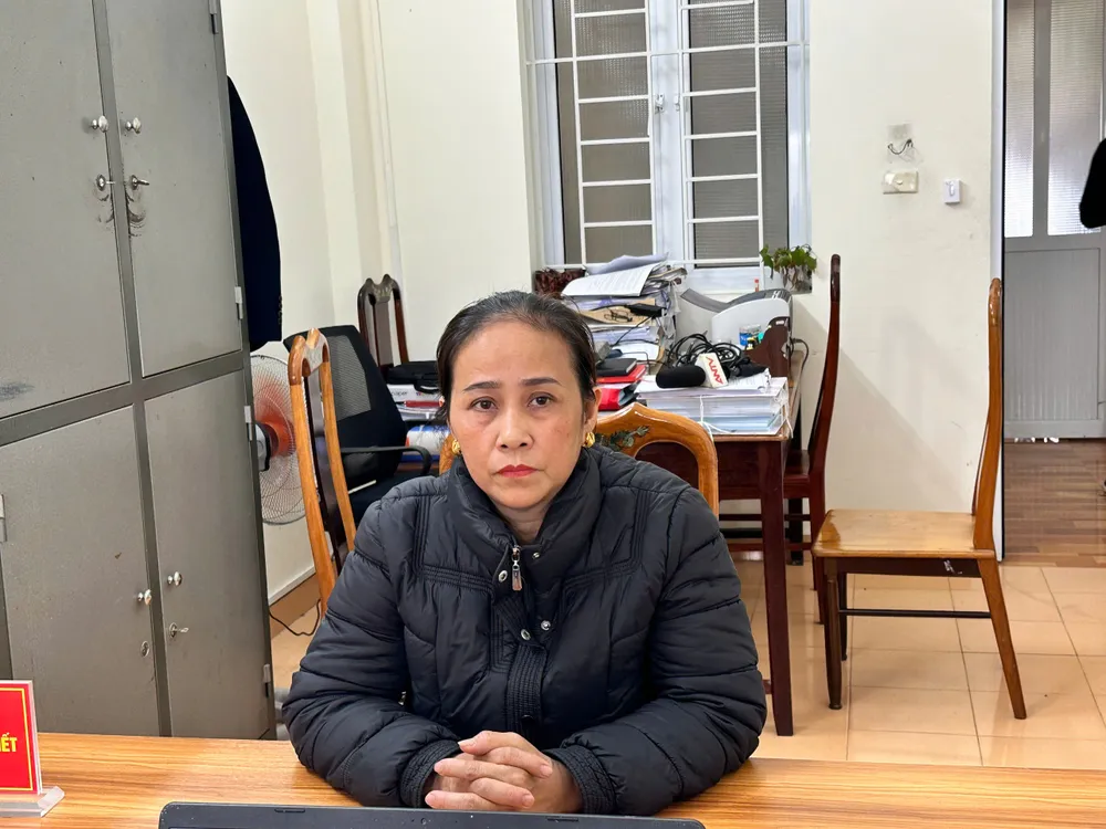 Đoàn Thị Lam tại cơ quan CSĐT (PC03) Công an tỉnh Hà Tĩnh khai nhận sản phẩm không có giấy phép đăng ký kinh doanh và không được phép bán ra thị trường.jpg