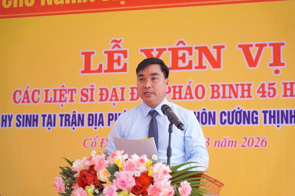 Lãnh đạo xã Cổ Đạm phát biểu tại buổi lễ