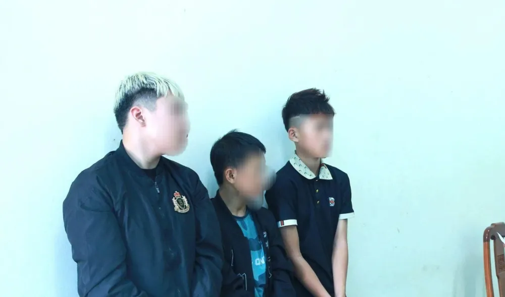 3 đối tượng tại cơ quan công an. Ảnh: Công an Nghệ An